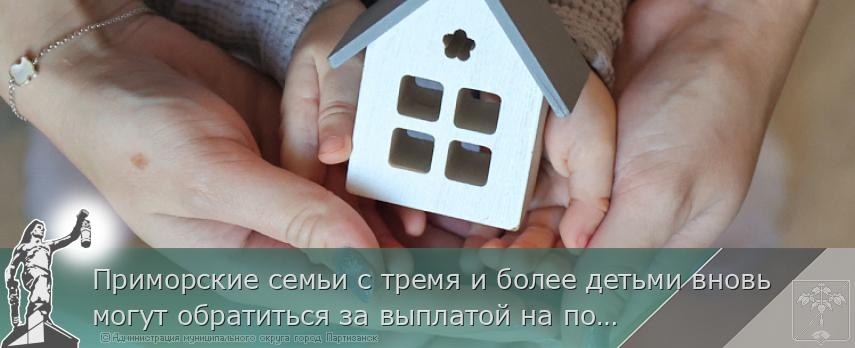 Приморские семьи с тремя и более детьми вновь могут обратиться за выплатой на погашение ипотеки | Администрация муниципального округа город Партизанск Приморского края Официальный сайт