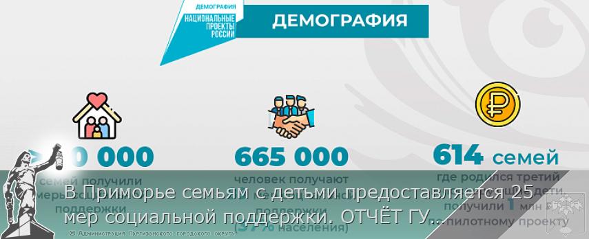 В Приморье семьям с детьми предоставляется 25 мер социальной поддержки. ОТЧЁТ ГУБЕРНАТОРА | Администрация муниципального округа город Партизанск Приморского края Официальный сайт