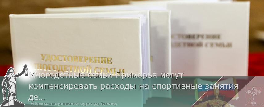 Многодетные семьи Приморья могут компенсировать расходы на спортивные занятия детей | Администрация муниципального округа город Партизанск Приморского края Официальный сайт