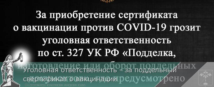 Уголовная ответственность - за поддельный свертификат о вакцинации  | Администрация муниципального округа город Партизанск Приморского края Официальный сайт