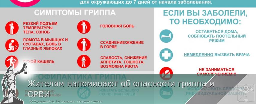 Жителям напоминают об опасности гриппа и ОРВИ | Администрация муниципального округа город Партизанск Приморского края Официальный сайт